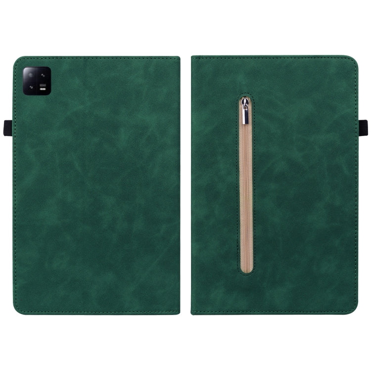 For Xiaomi Pad  6 / Pad 6 Pro Skin Feel Solid Color Zipper Leather Tablet Case