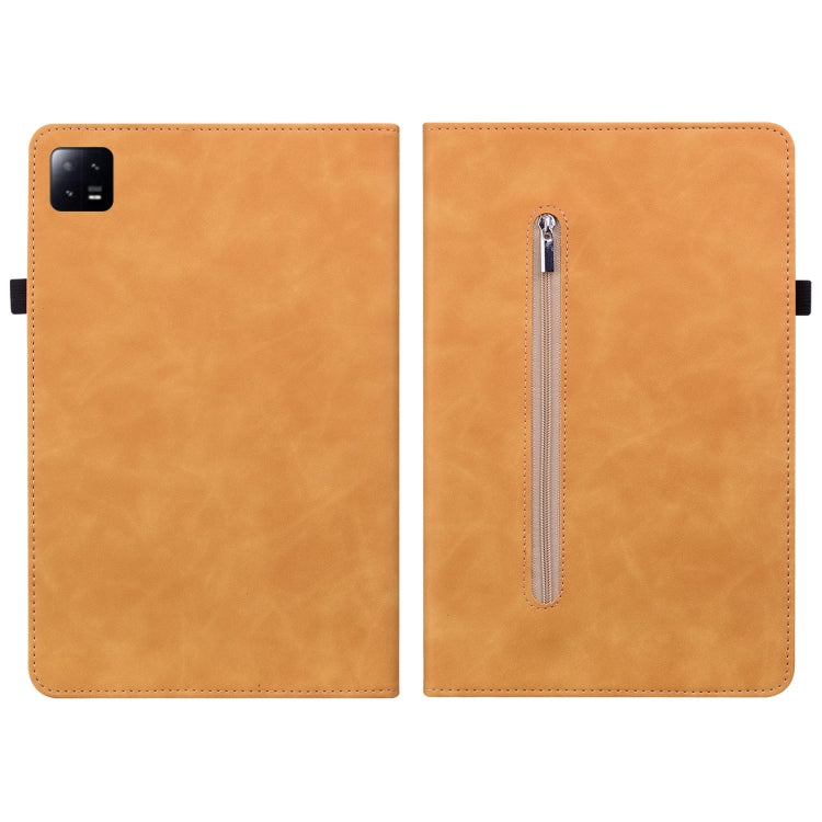 For Xiaomi Pad  6 / Pad 6 Pro Skin Feel Solid Color Zipper Leather Tablet Case