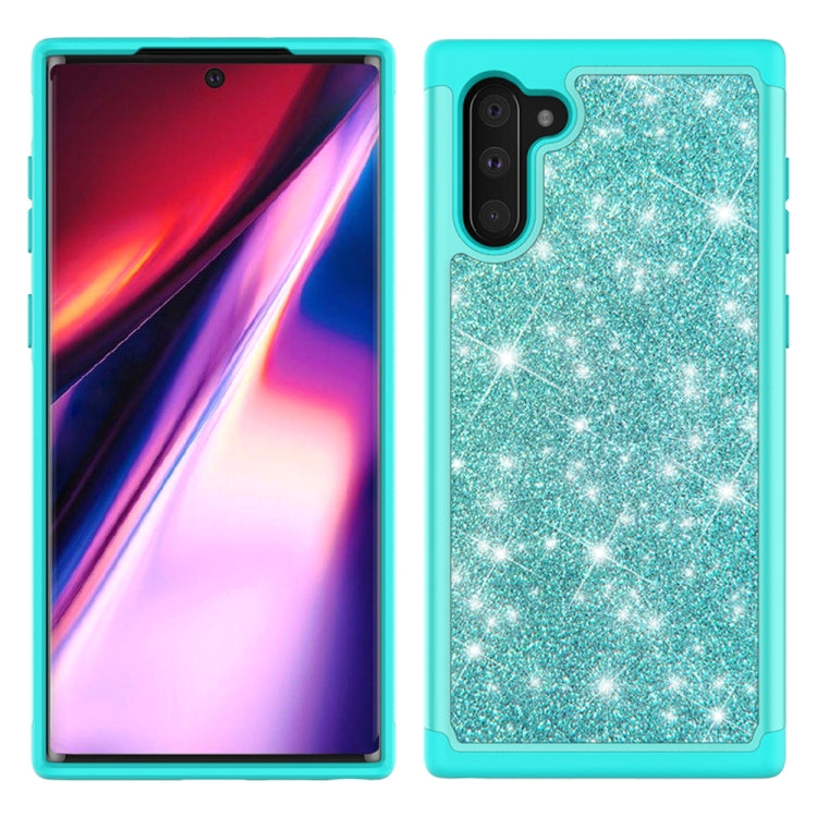 For Samsung Galaxy Note 10 Glitter Powder Contrast Skin Shockproof Silicone + PC Protective Case(Green)