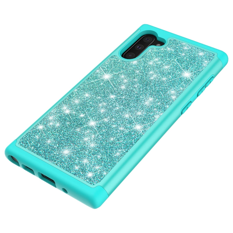 For Samsung Galaxy Note 10 Glitter Powder Contrast Skin Shockproof Silicone + PC Protective Case(Green)