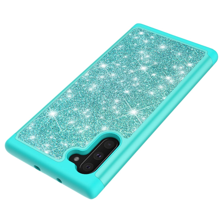 For Samsung Galaxy Note 10 Glitter Powder Contrast Skin Shockproof Silicone + PC Protective Case(Green)