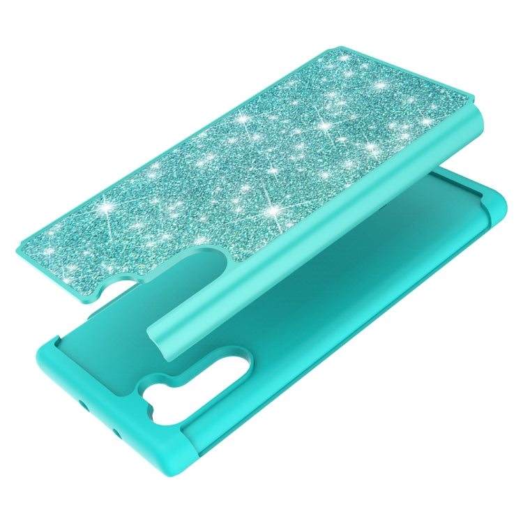 For Samsung Galaxy Note 10 Glitter Powder Contrast Skin Shockproof Silicone + PC Protective Case(Green)