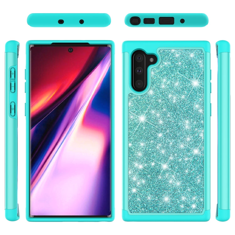 For Samsung Galaxy Note 10 Glitter Powder Contrast Skin Shockproof Silicone + PC Protective Case(Green)