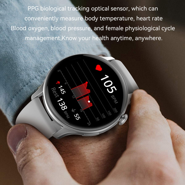 HK85 1.43 inch Smart Silicone Strap Watch Supports Bluetooth Call/Blood Oxygen Monitoring