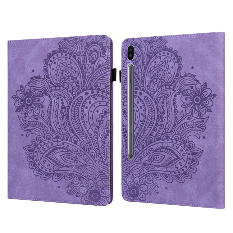 For Samsung Galaxy Tab S6 T860 Peacock Embossed Pattern Leather Tablet Case