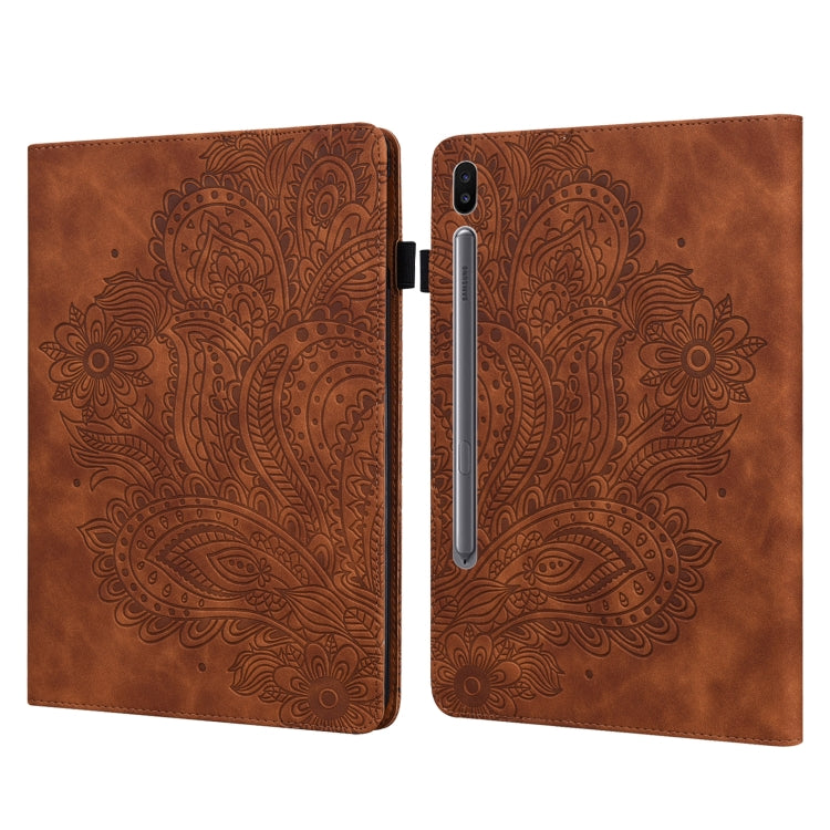 For Samsung Galaxy Tab S6 T860 Peacock Embossed Pattern Leather Tablet Case