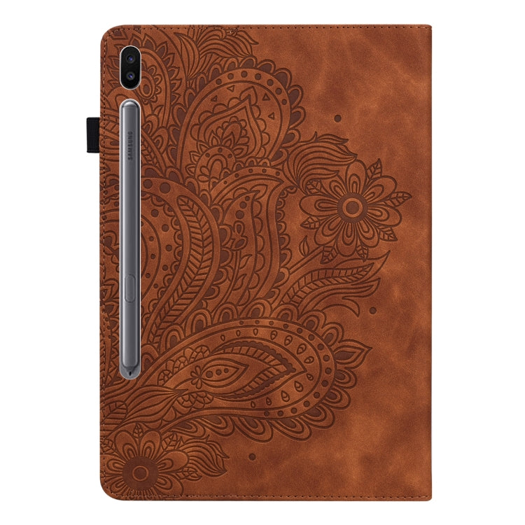 For Samsung Galaxy Tab S6 T860 Peacock Embossed Pattern Leather Tablet Case