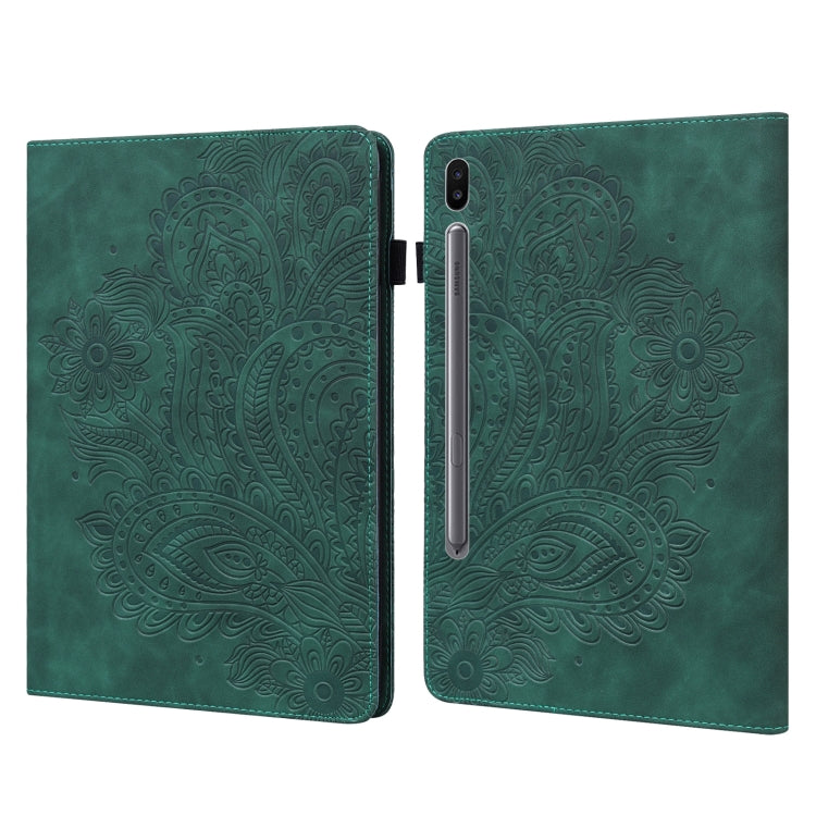 For Samsung Galaxy Tab S6 T860 Peacock Embossed Pattern Leather Tablet Case