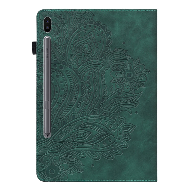 For Samsung Galaxy Tab S6 T860 Peacock Embossed Pattern Leather Tablet Case