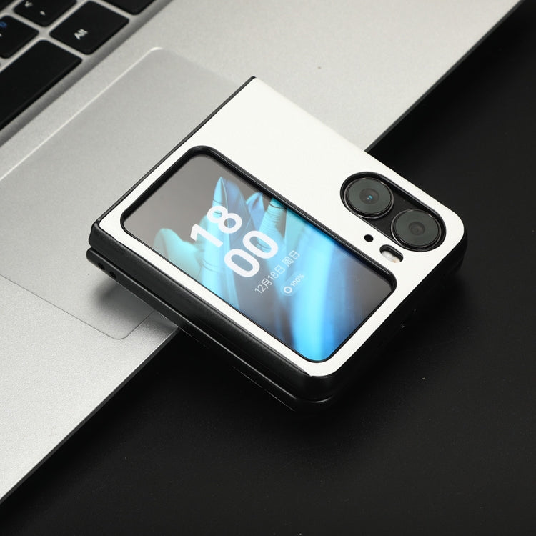 For OPPO Find N2 Flip Plain Skin Litchi Texture Phone Case