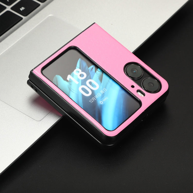 For OPPO Find N2 Flip Plain Skin Litchi Texture Phone Case