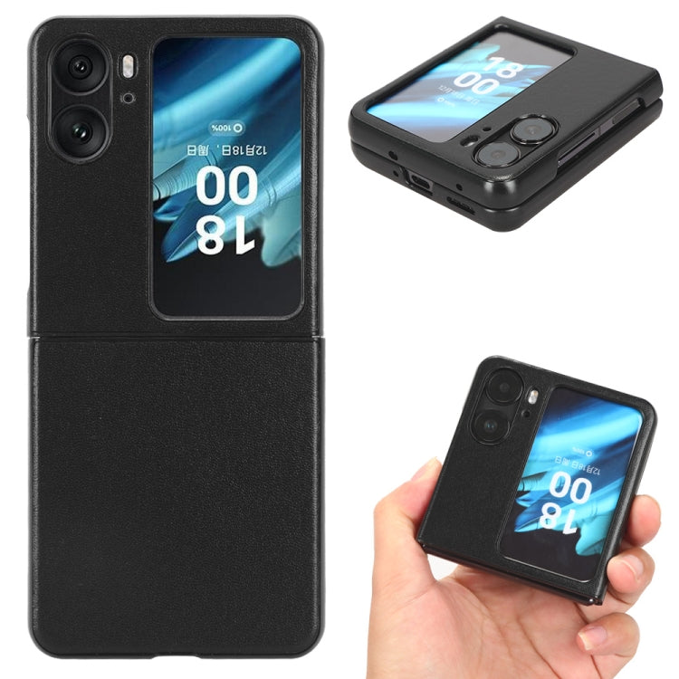 For OPPO Find N2 Flip Plain Skin Litchi Texture Phone Case