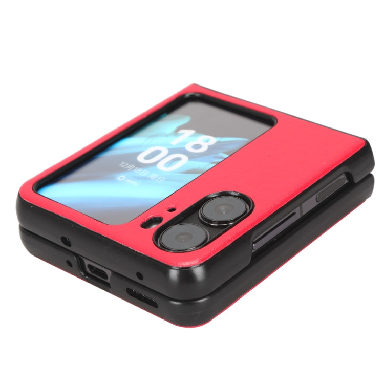 For OPPO Find N2 Flip Plain Skin Litchi Texture Phone Case