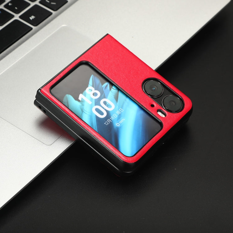 For OPPO Find N2 Flip Plain Skin Litchi Texture Phone Case