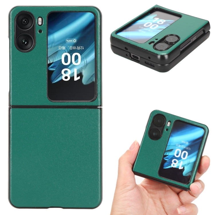 For OPPO Find N2 Flip Plain Skin Litchi Texture Phone Case