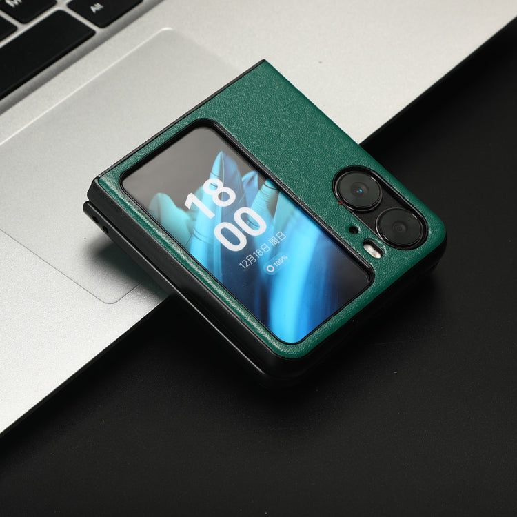 For OPPO Find N2 Flip Plain Skin Litchi Texture Phone Case