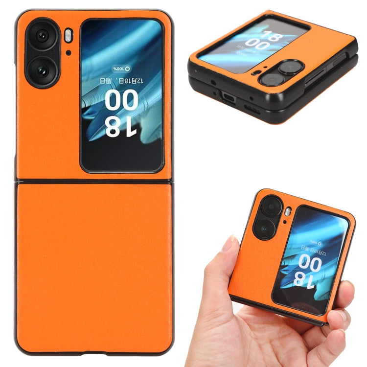 For OPPO Find N2 Flip Plain Skin Litchi Texture Phone Case