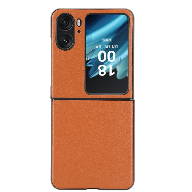 For OPPO Find N2 Flip Plain Skin Litchi Texture Phone Case