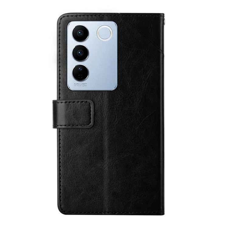 For vivo V27 HT01 Y-shaped Pattern Flip Leather Phone Case
