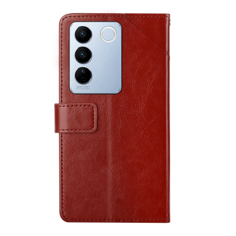 For vivo V27 HT01 Y-shaped Pattern Flip Leather Phone Case