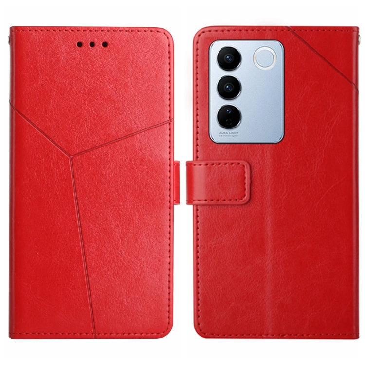 For vivo V27 HT01 Y-shaped Pattern Flip Leather Phone Case