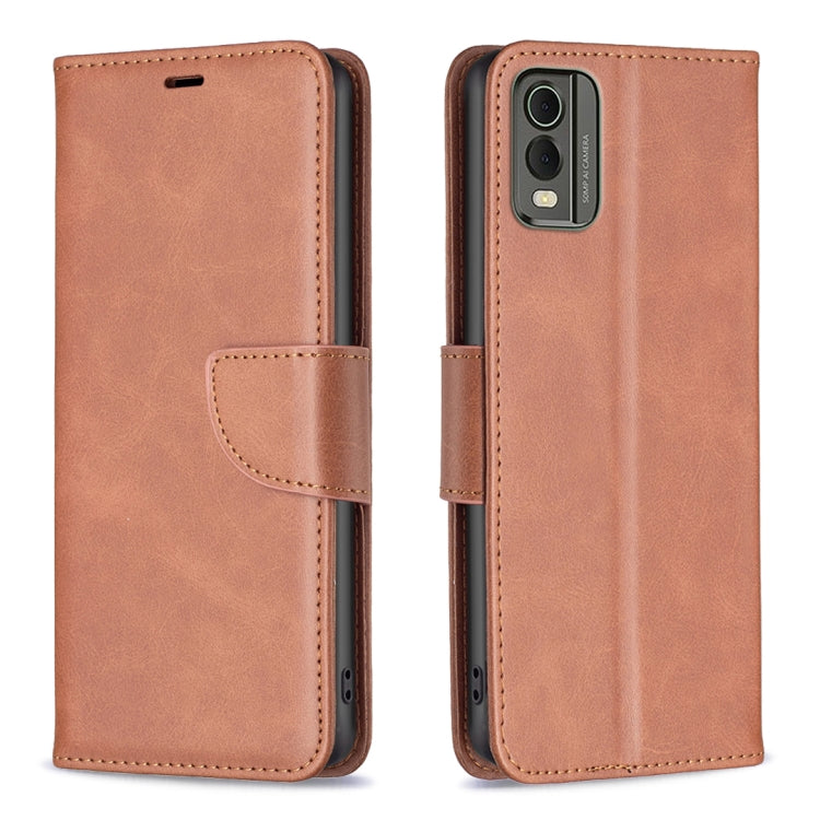 For Nokia C32 Lambskin Texture Pure Color Flip Leather Phone Case