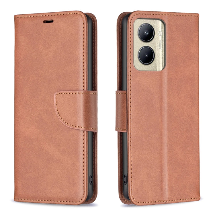 For Realme C33 Lambskin Texture Pure Color Flip Leather Phone Case