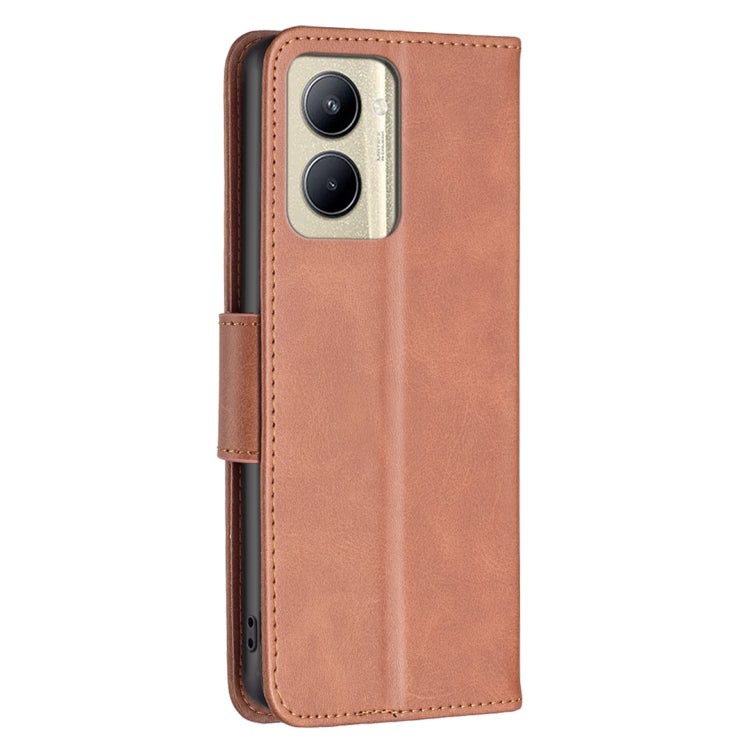 For Realme C33 Lambskin Texture Pure Color Flip Leather Phone Case