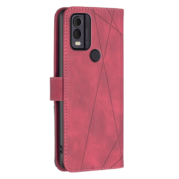 For Nokia C22 Magnetic Buckle Rhombus Texture Leather Phone Case