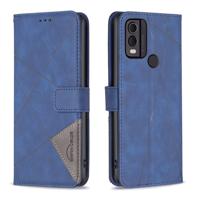 For Nokia C22 Magnetic Buckle Rhombus Texture Leather Phone Case