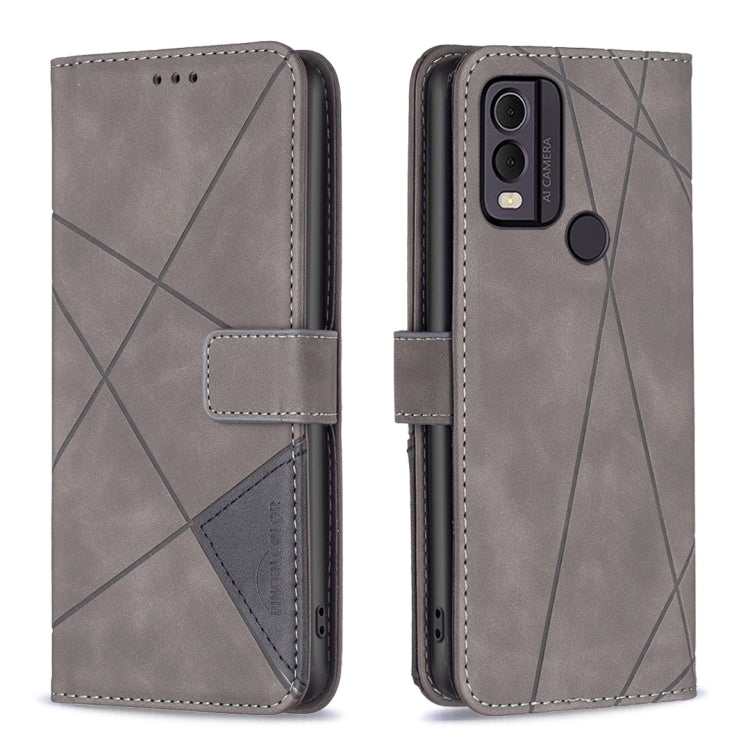 For Nokia C22 Magnetic Buckle Rhombus Texture Leather Phone Case