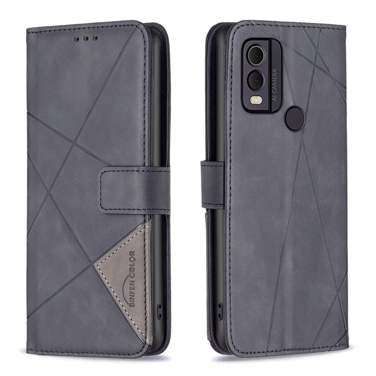 For Nokia C22 Magnetic Buckle Rhombus Texture Leather Phone Case