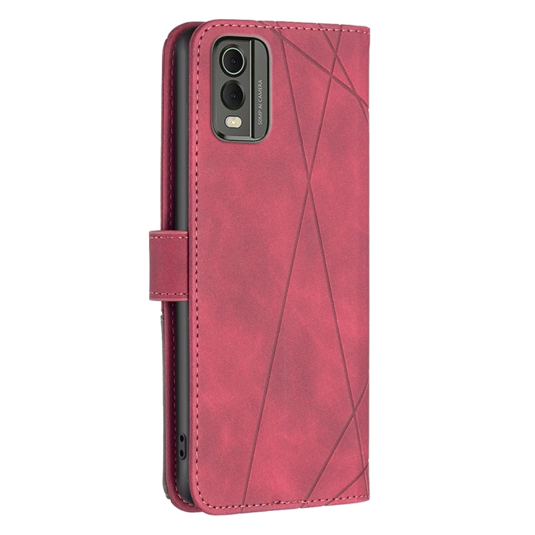 For Nokia C32 Magnetic Buckle Rhombus Texture Leather Phone Case