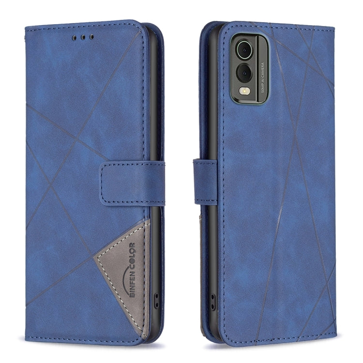 For Nokia C32 Magnetic Buckle Rhombus Texture Leather Phone Case