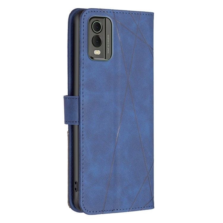 For Nokia C32 Magnetic Buckle Rhombus Texture Leather Phone Case