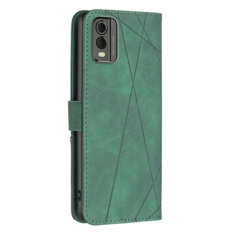 For Nokia C32 Magnetic Buckle Rhombus Texture Leather Phone Case