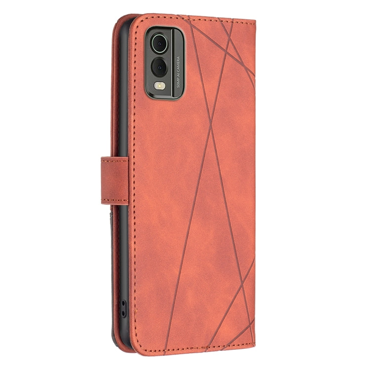 For Nokia C32 Magnetic Buckle Rhombus Texture Leather Phone Case