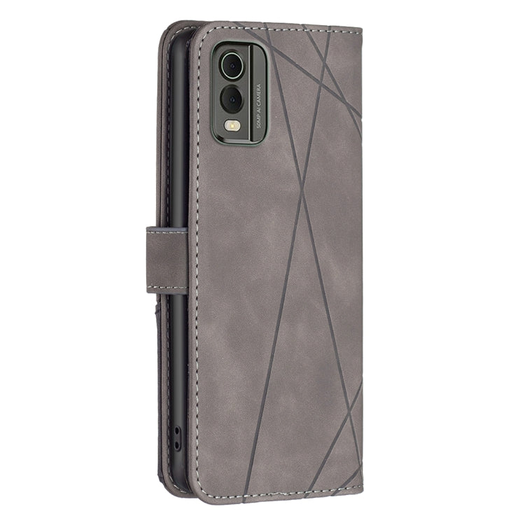 For Nokia C32 Magnetic Buckle Rhombus Texture Leather Phone Case