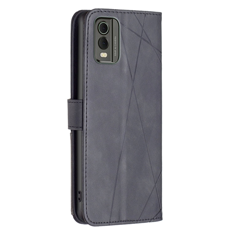 For Nokia C32 Magnetic Buckle Rhombus Texture Leather Phone Case