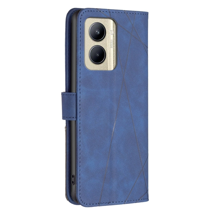 For Realme C33 Magnetic Buckle Rhombus Texture Leather Phone Case