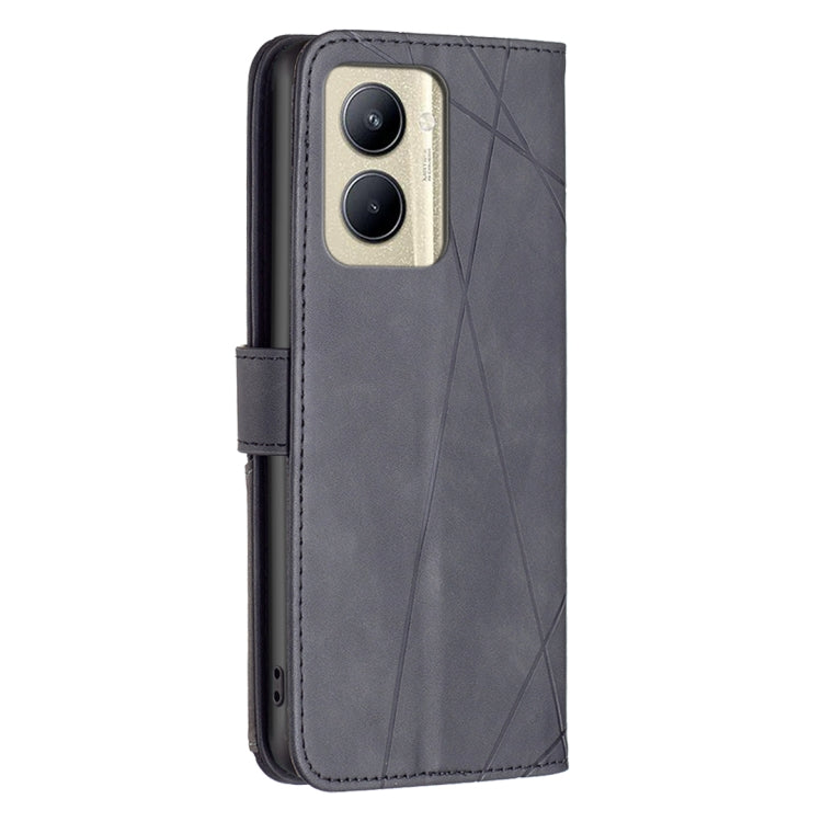 For Realme C33 Magnetic Buckle Rhombus Texture Leather Phone Case