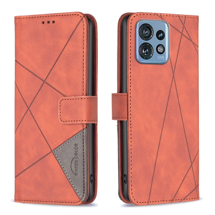 For Motorola Edge 40 Pro 5G / Moto X40 / X40 Pro Magnetic Buckle Rhombus Texture Leather Phone Case