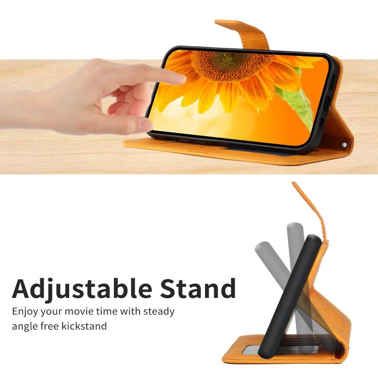 For Xiaomi 13 Ultra HT04 Skin Feel Sun Flower Embossed Flip Leather Phone Case with Lanyard