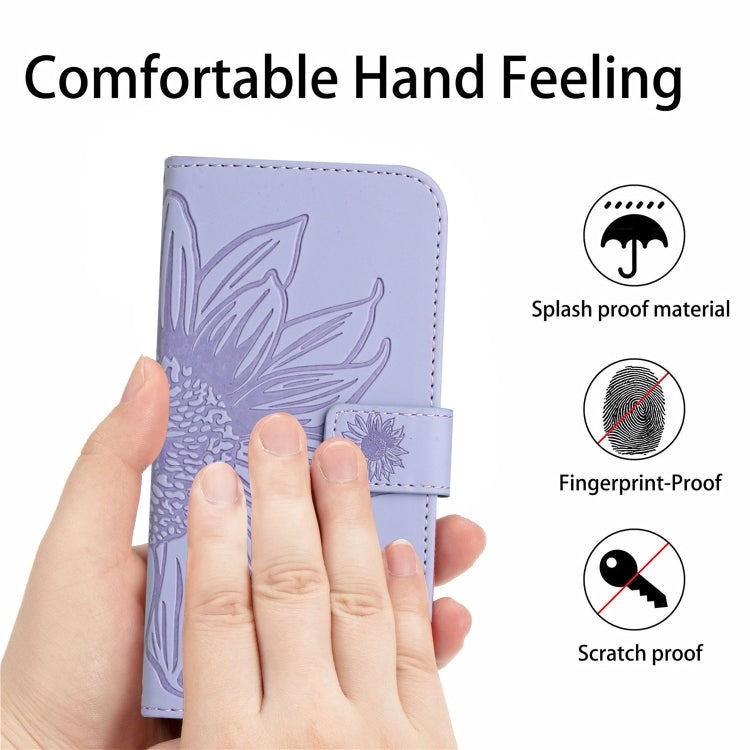 For Xiaomi 13 Ultra HT04 Skin Feel Sun Flower Embossed Flip Leather Phone Case with Lanyard