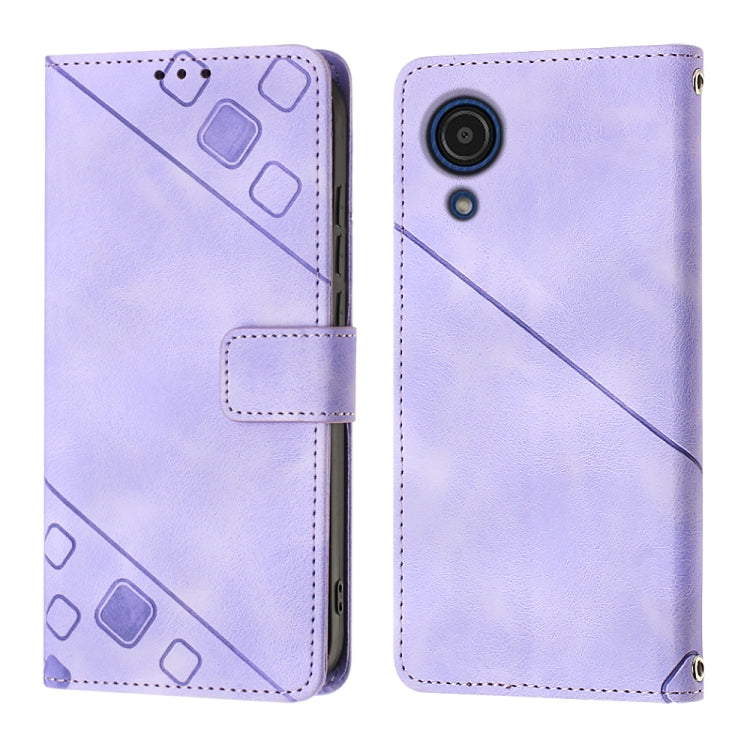 For Samsung Galaxy A03 Core Skin-feel Embossed Leather Phone Case