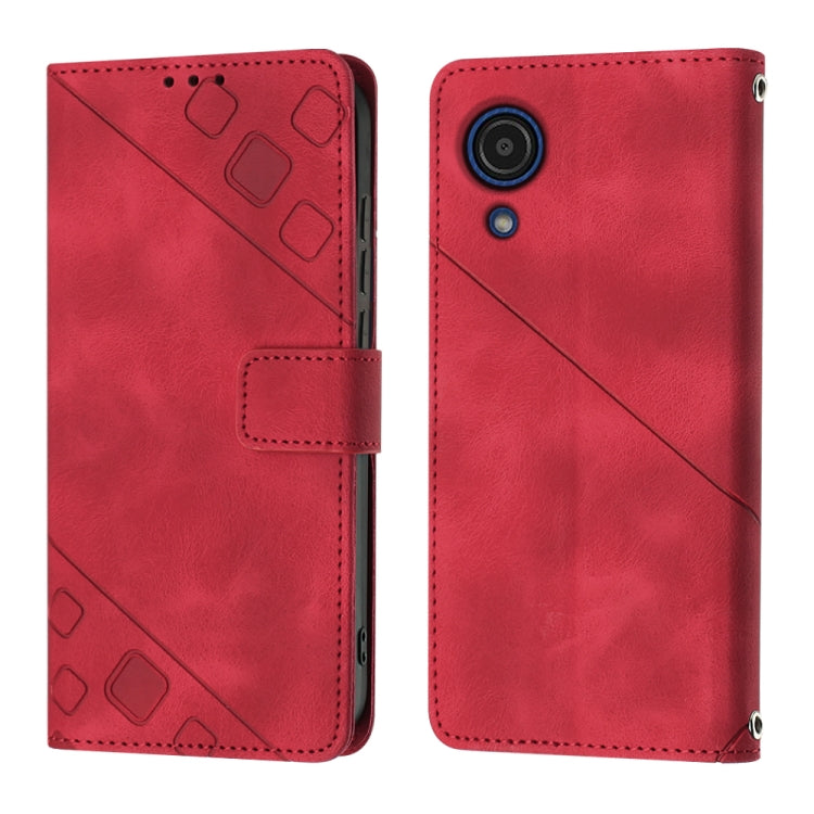 For Samsung Galaxy A03 Core Skin-feel Embossed Leather Phone Case
