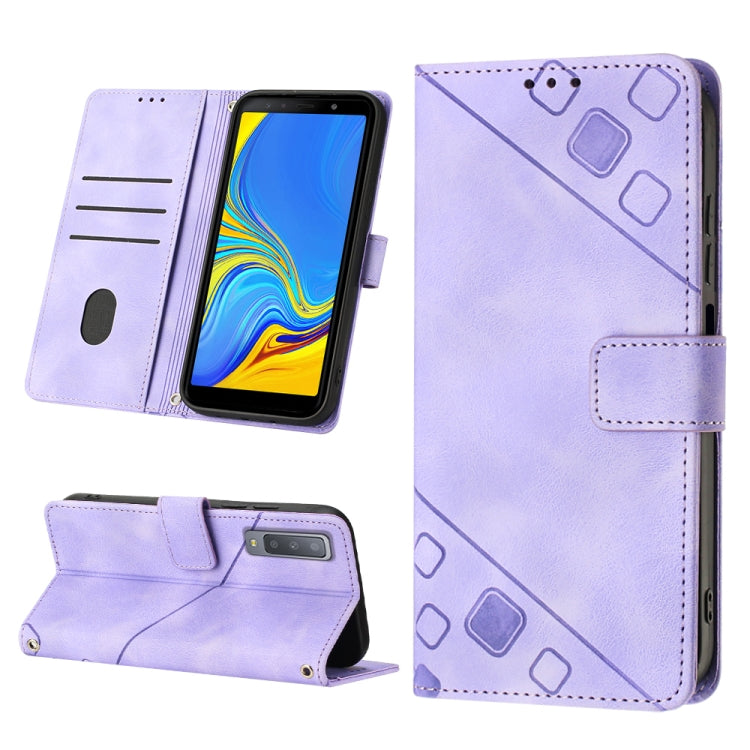 For Samsung Galaxy A7 2018 Skin-feel Embossed Leather Phone Case