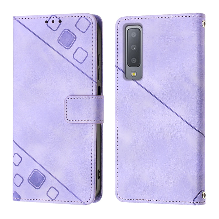 For Samsung Galaxy A7 2018 Skin-feel Embossed Leather Phone Case