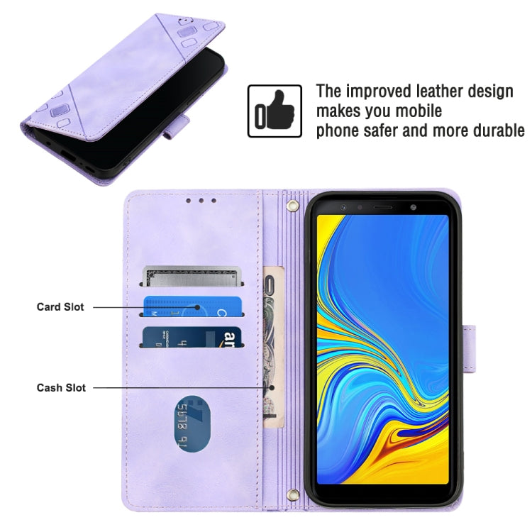 For Samsung Galaxy A7 2018 Skin-feel Embossed Leather Phone Case