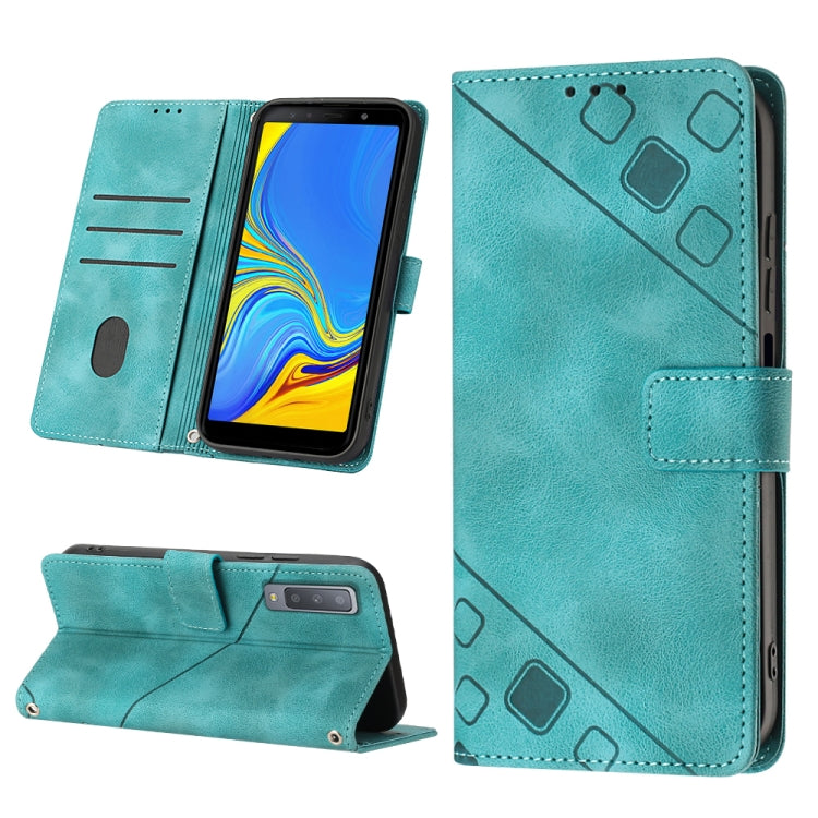 For Samsung Galaxy A7 2018 Skin-feel Embossed Leather Phone Case